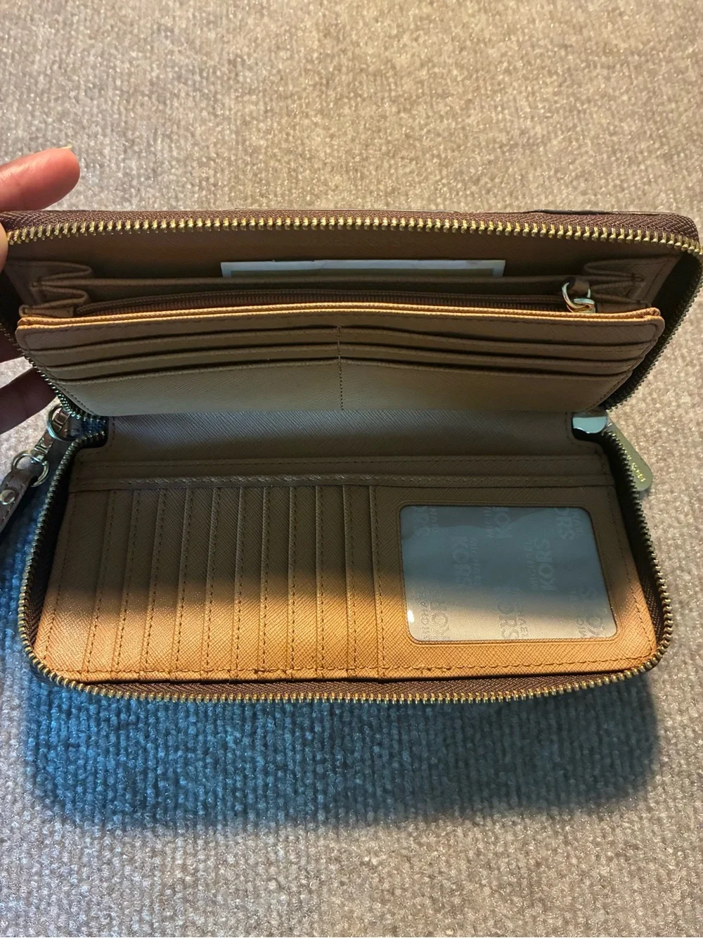 Michael Kors Brown and Tan Signature Wristlet Clutch